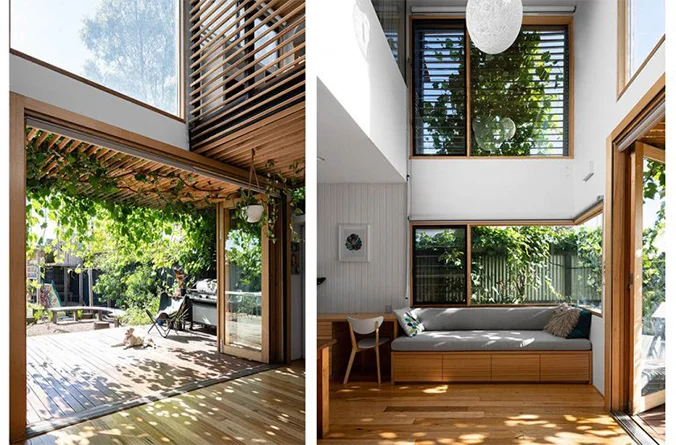 sala de estar e entrada para o terraço